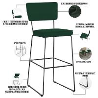 Kit 06 Banquetas Para Cozinha Sala De Jantar Base Em Aço Allana L02 Suede Verde Musgo - Lyam Decor - 2