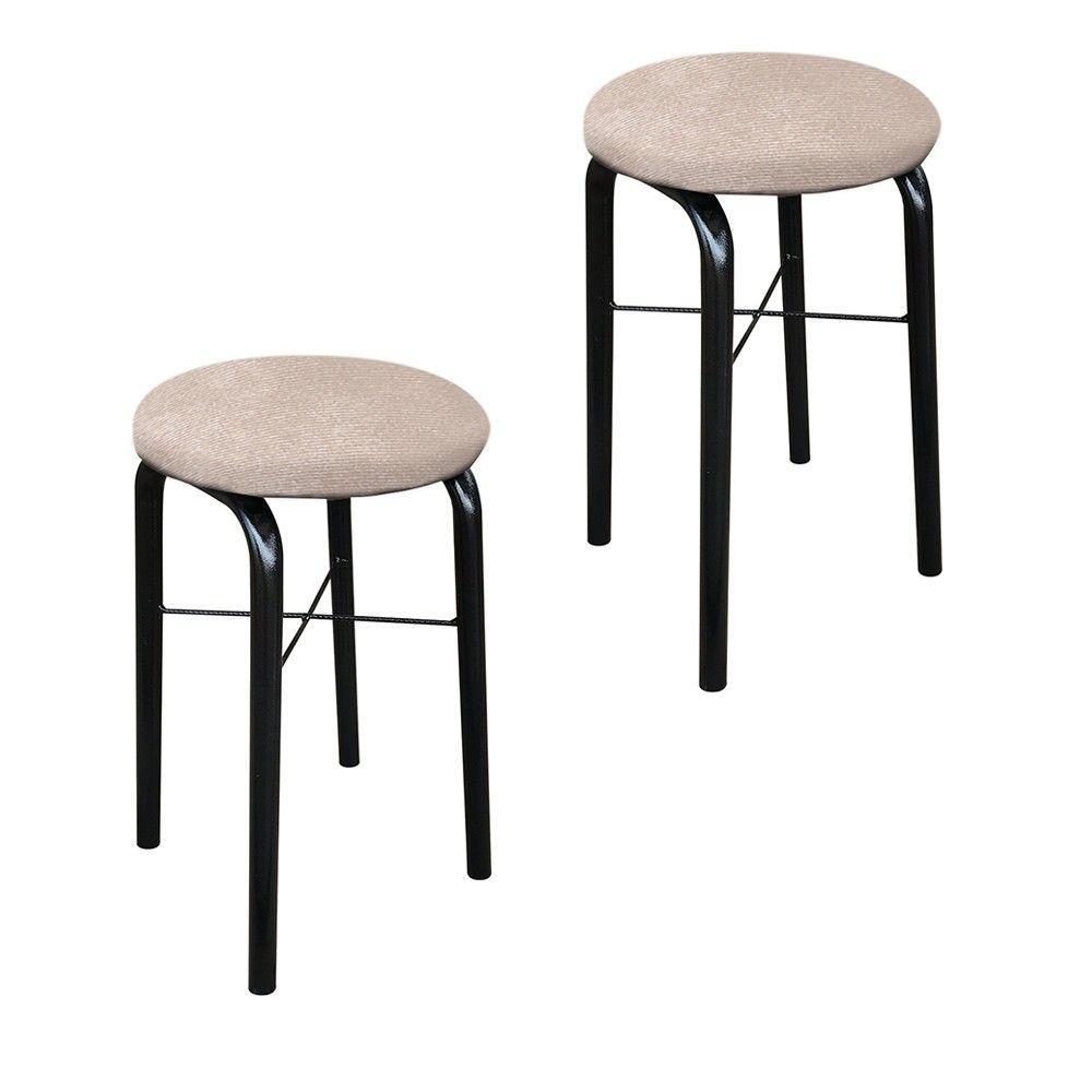 Kit 02 Banquetas Baixa Manu Suede Bege - 1