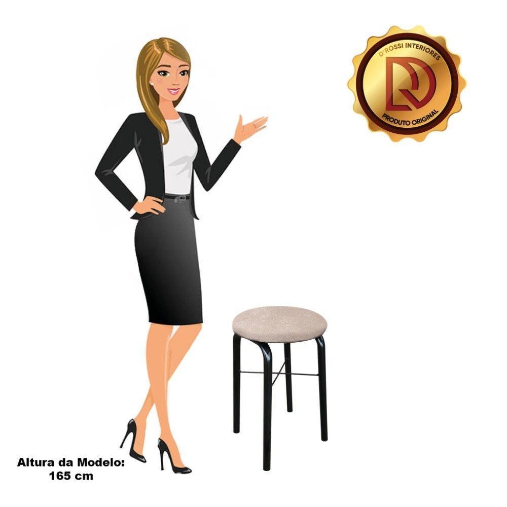 Kit 02 Banquetas Baixa Manu Suede Bege - 4