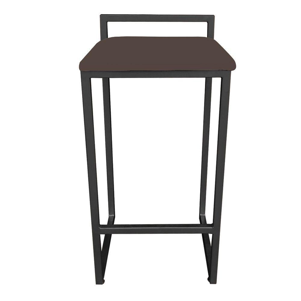 Conjunto 02 Banquetas Pietra Suede Marrom Base Preto D´rossi - 9