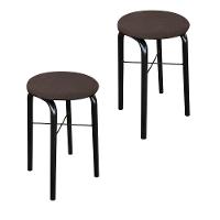 Kit 02 Banquetas Baixa Manu Suede Marrom - 1