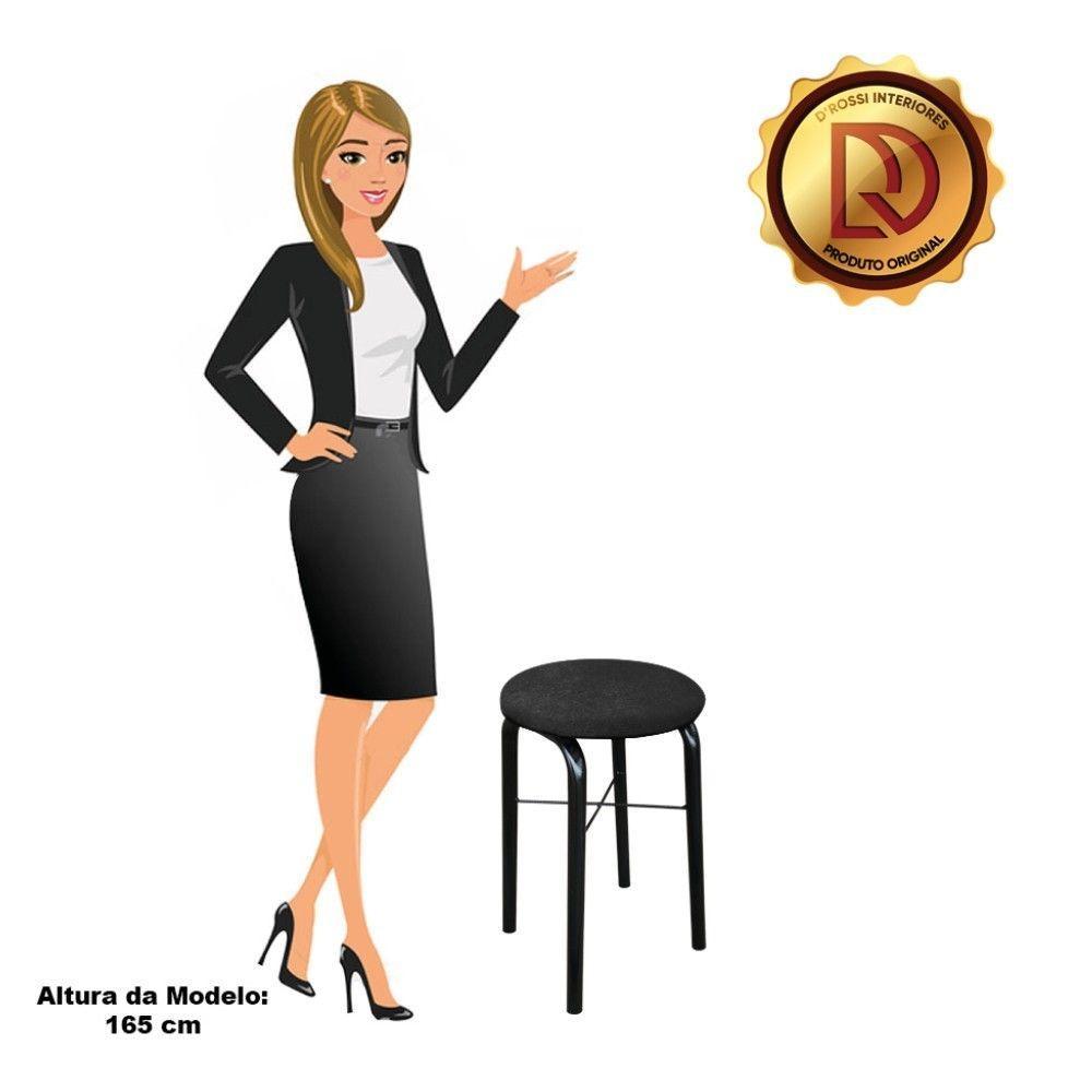 Kit 02 Banquetas Baixa Manu Suede Preto - 3