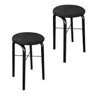 Kit 02 Banquetas Baixa Manu Suede Preto - 1