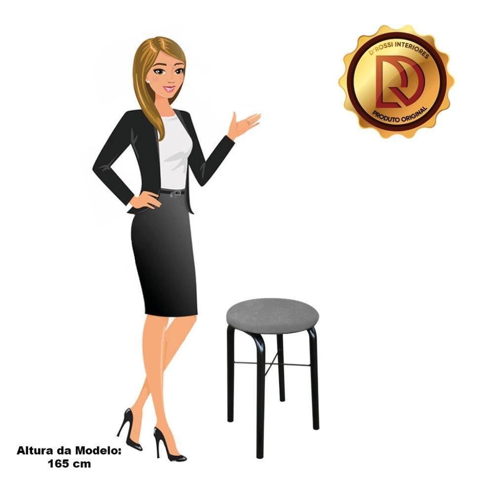 Kit 02 Banquetas Baixa Manu Suede Grafite - 3