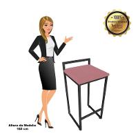 Conjunto 02 Banquetas Pietra Suede Base Preto D´rossi Rose - 12