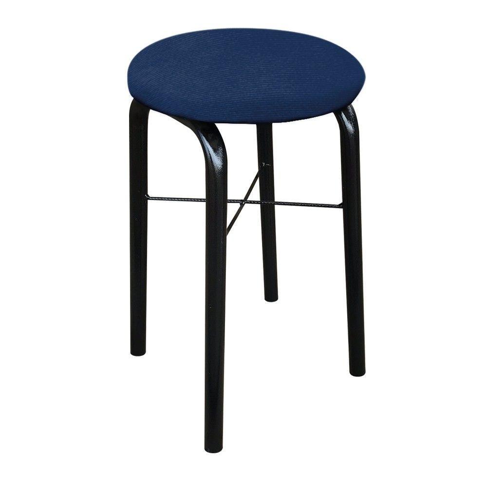 Kit 02 Banquetas Baixa Manu Suede Azul Marinho - 4