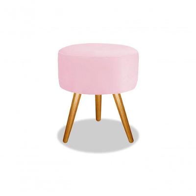 Puff Redondo Suede Rosa Bebê Decoração De Sala e Quarto Top
