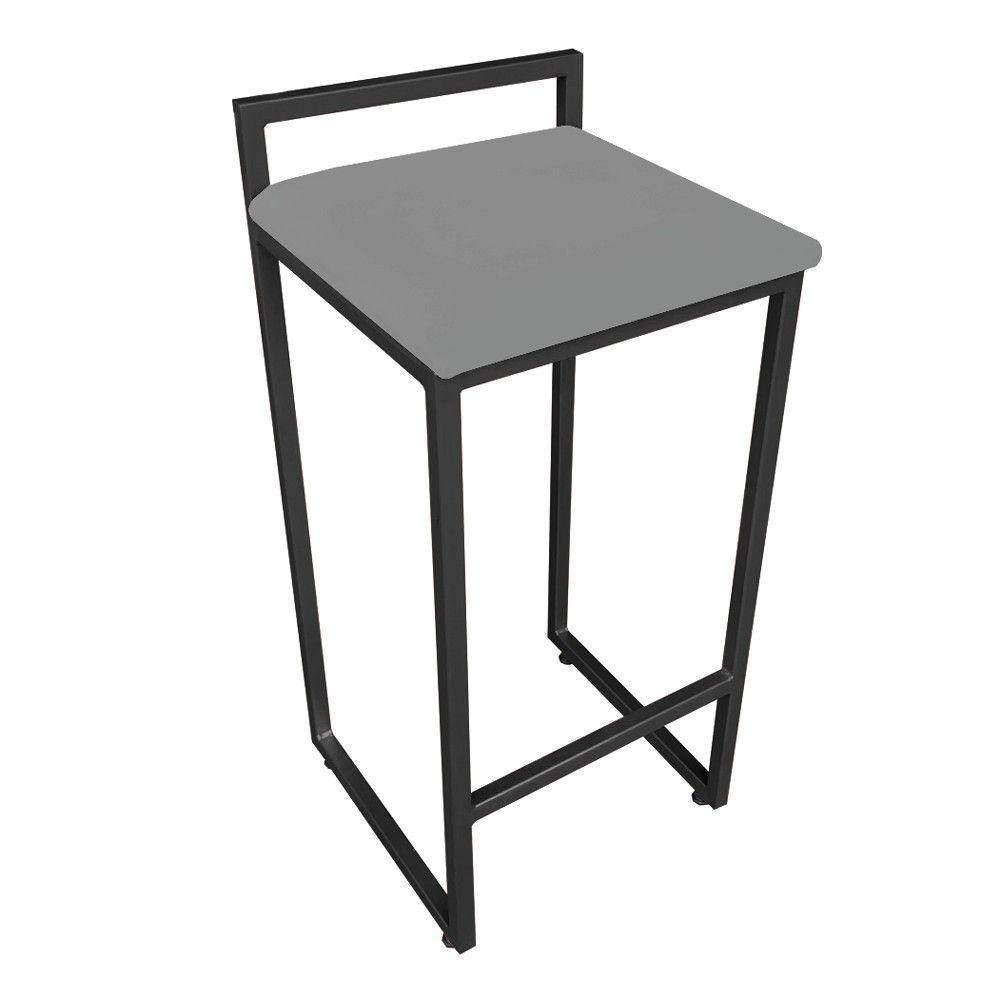 Conjunto 2 Banquetas Pietra Suede Base Preto D´rossi Grafite - 3