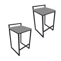 Conjunto 02 Banquetas Pietra Suede Grafite Base Preto D´rossi - 10