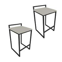 Conjunto 02 Banquetas Pietra Suede Marrom Rato Base Preto - 1