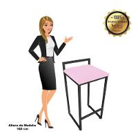 Banqueta Pietra Suede Rosa Bebê - 5