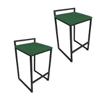 Conjunto 02 Banquetas Pietra Suede Base Preto D´rossi Verde - 20