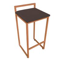Banqueta Pietra Suede Base Cobre Marrom - 1