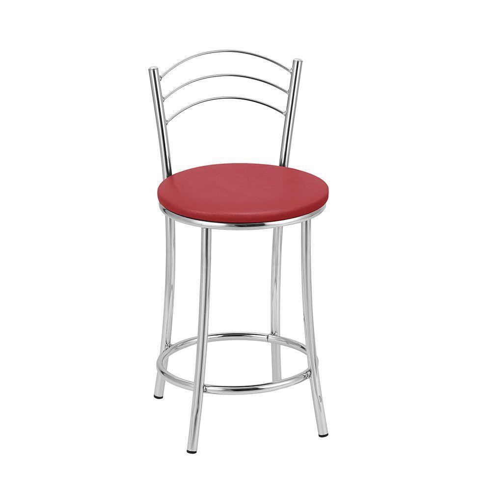 Kit 2 Banquetas Cromadas Bc26c Assento Espuma D15 - 1