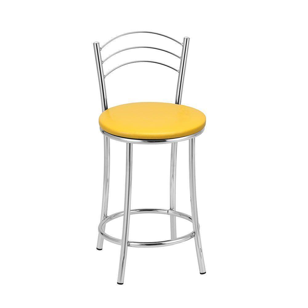 Kit 2 Banquetas Cromadas Bc26c Assento Espuma D15 - 1