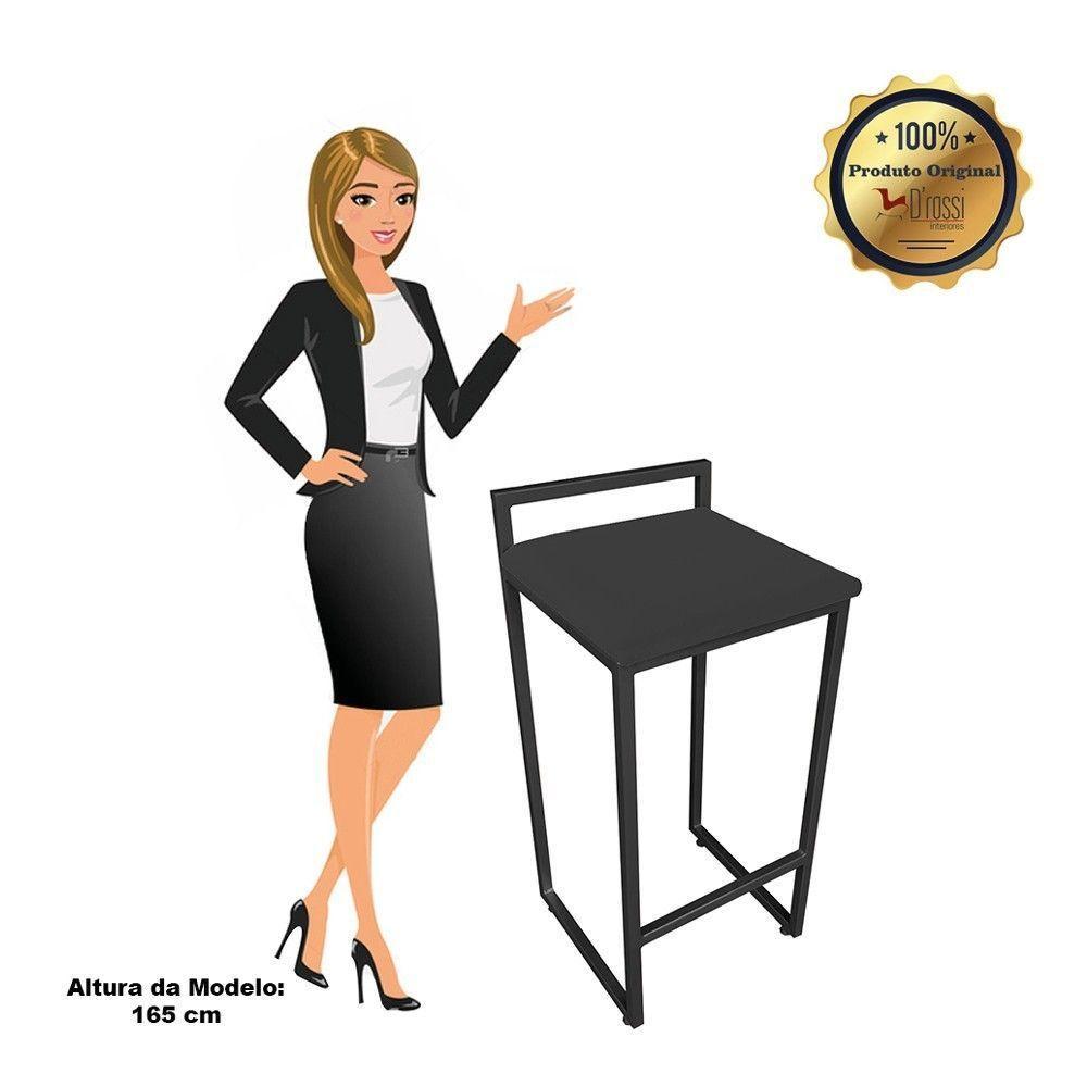 Conjunto 02 Banquetas Pietra Suede Base Preto D´rossi Preto - 8