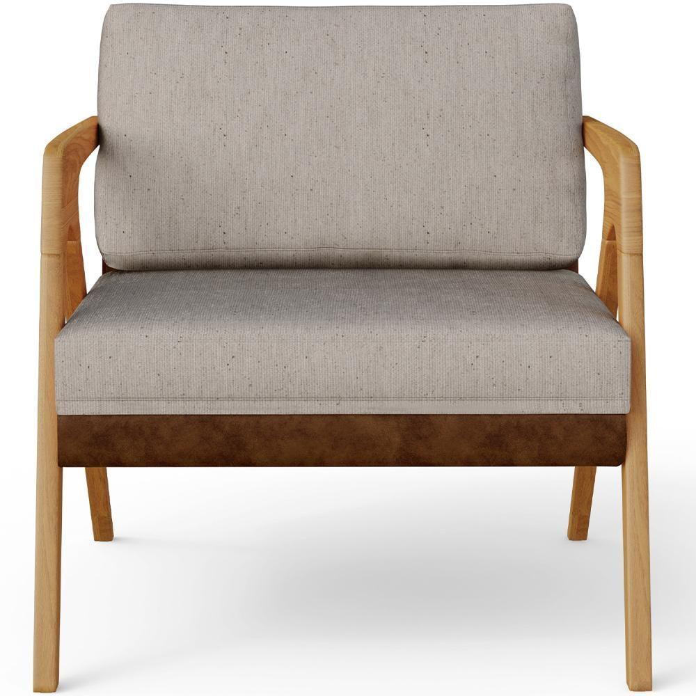 Kit 03 Poltronas Pietra Couríssimo Marrom Linho Bege - 4