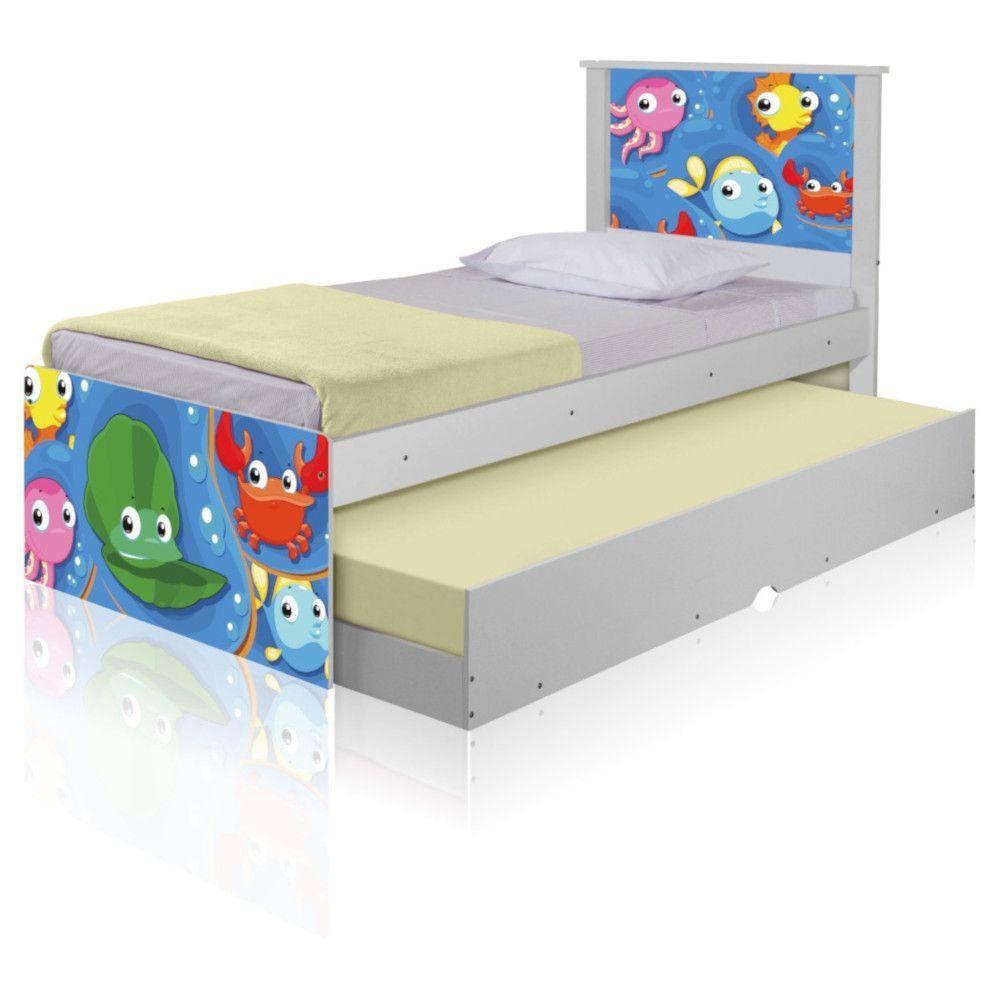 Bicama Juvenil Adesivada Fundo Do Mar Peixinhos C/ Colchões - 5