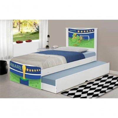 Bicama Solteiro Barcelona 1214 com Colchões Espuma D20 MDF MDP Branco Tebarrot Móveis
