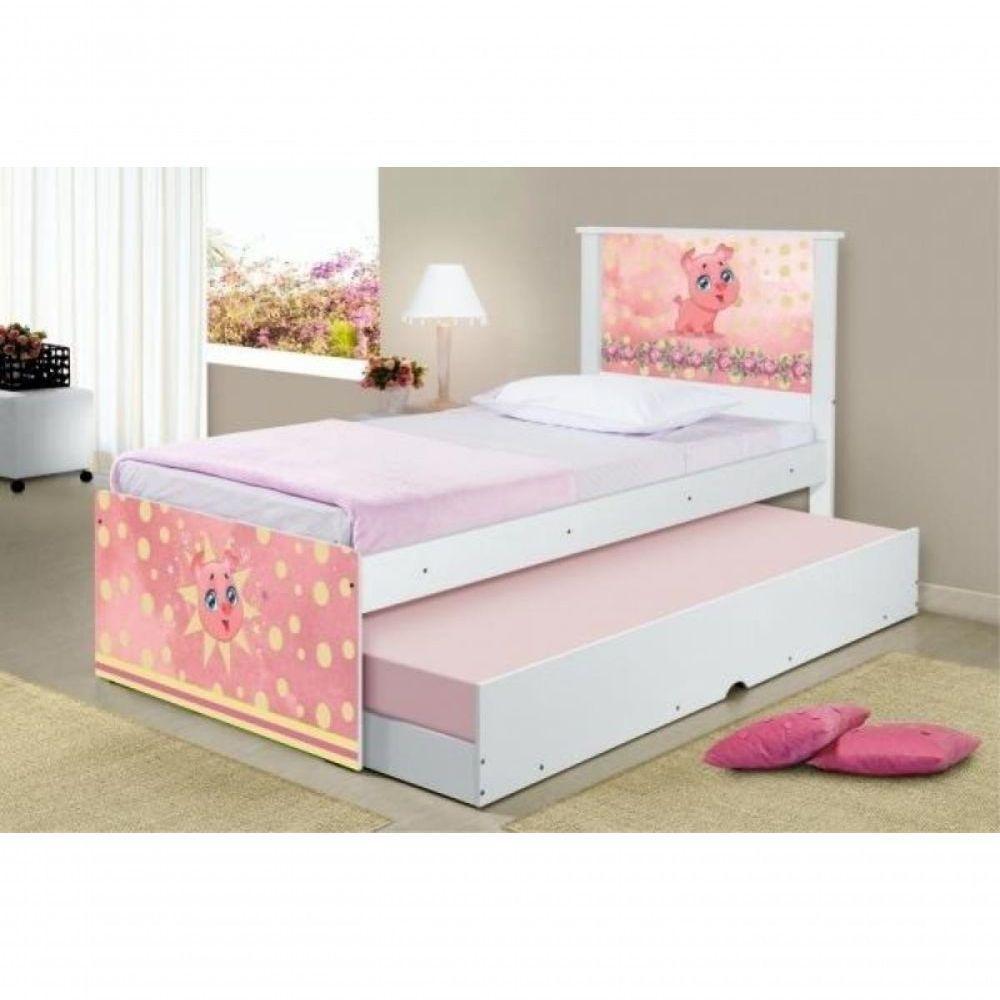 Cama Bicama Juvenil Adesivada Pig Com Colchões - 1