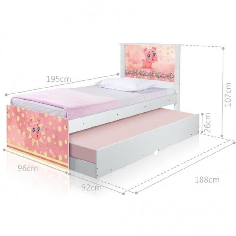 Cama Bicama Juvenil Adesivada Pig Com Colchões - 3