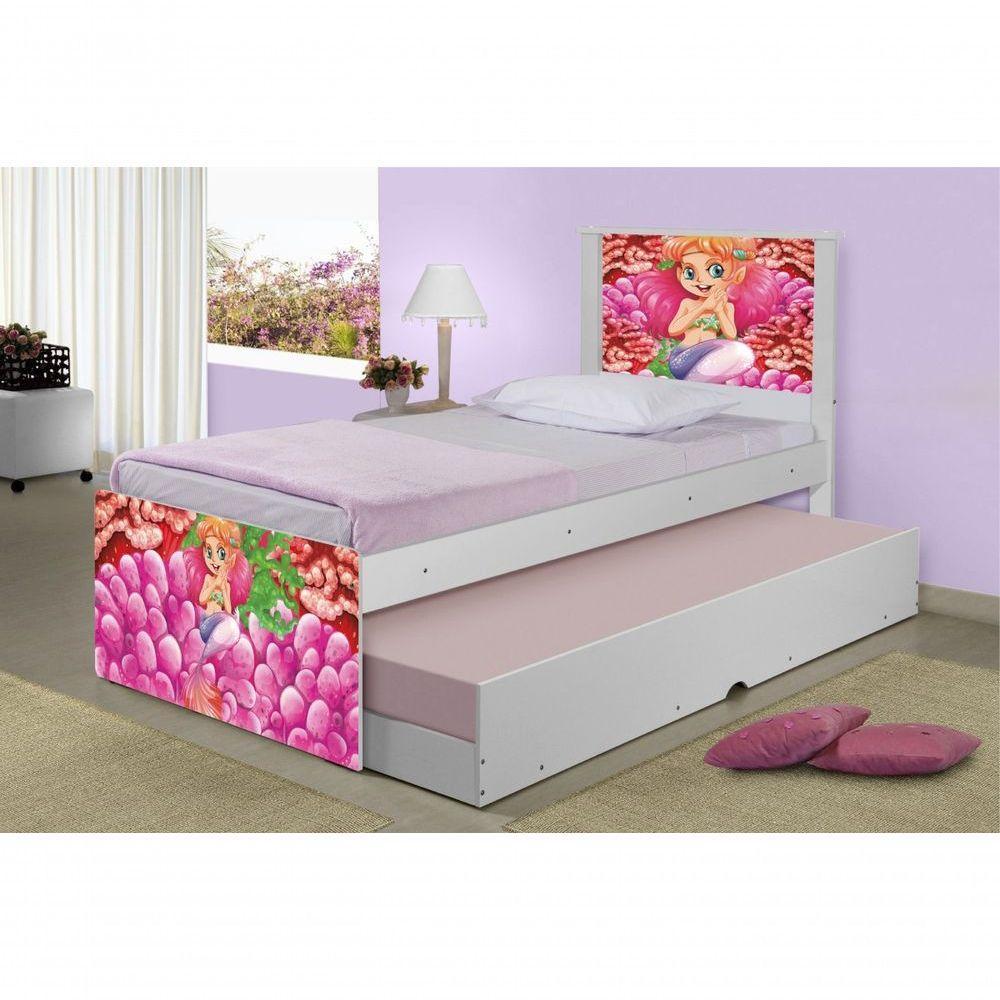 Bicama Juvenil Adesivada Sereia E Corais Com Colchões - 1