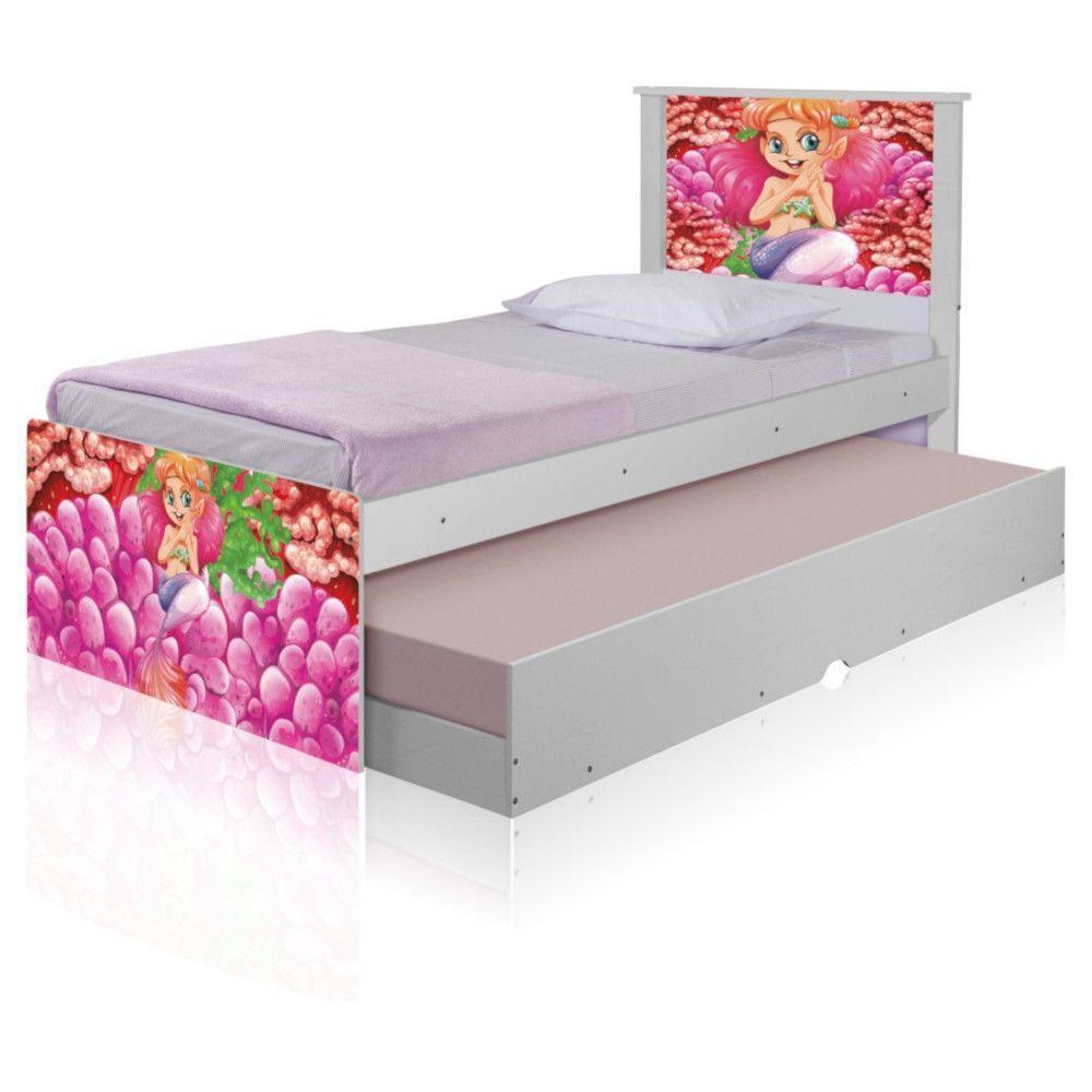 Bicama Juvenil Adesivada Sereia E Corais Com Colchões - 6