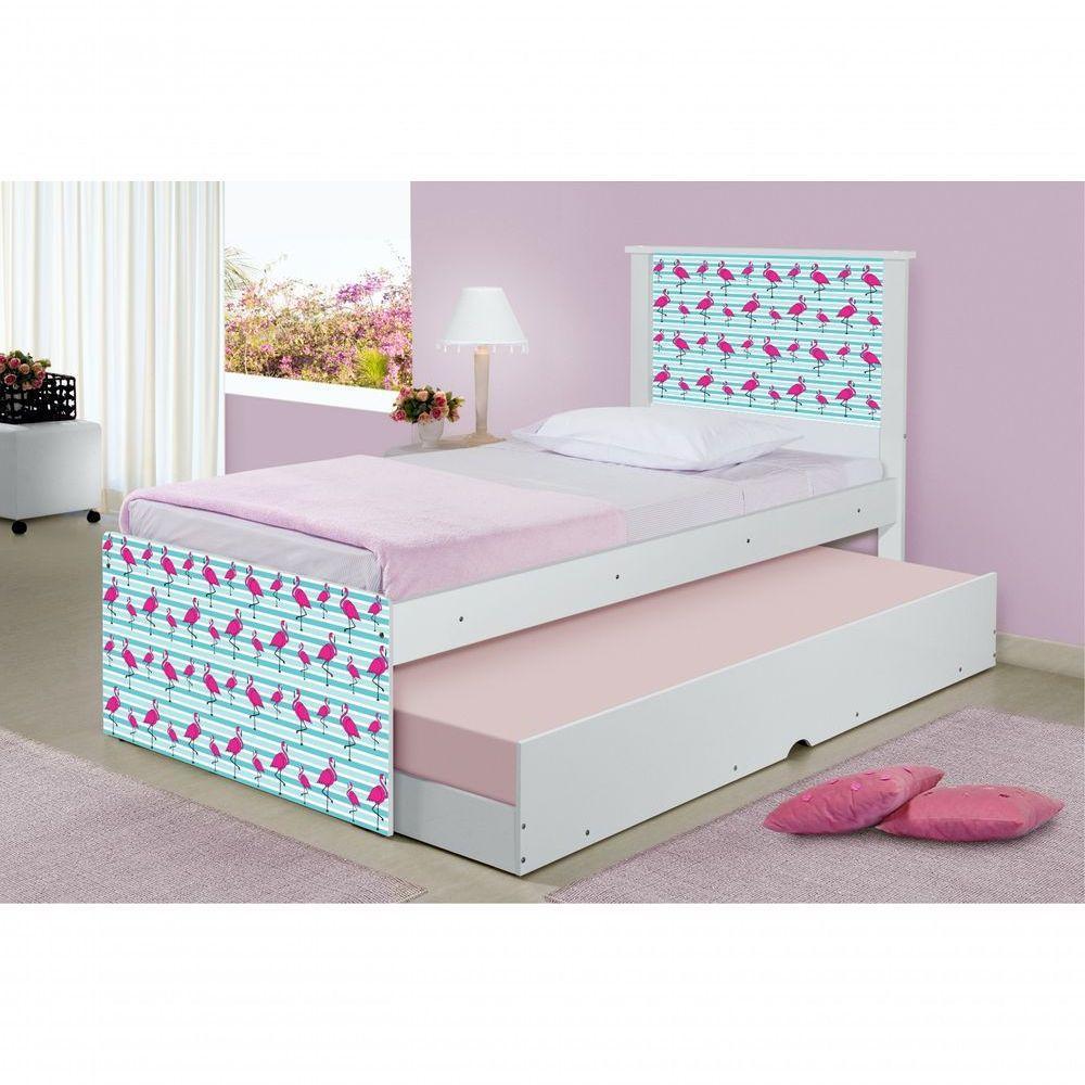 Cama Bicama Juvenil Adesivada Flamingos Com Colchões - 1