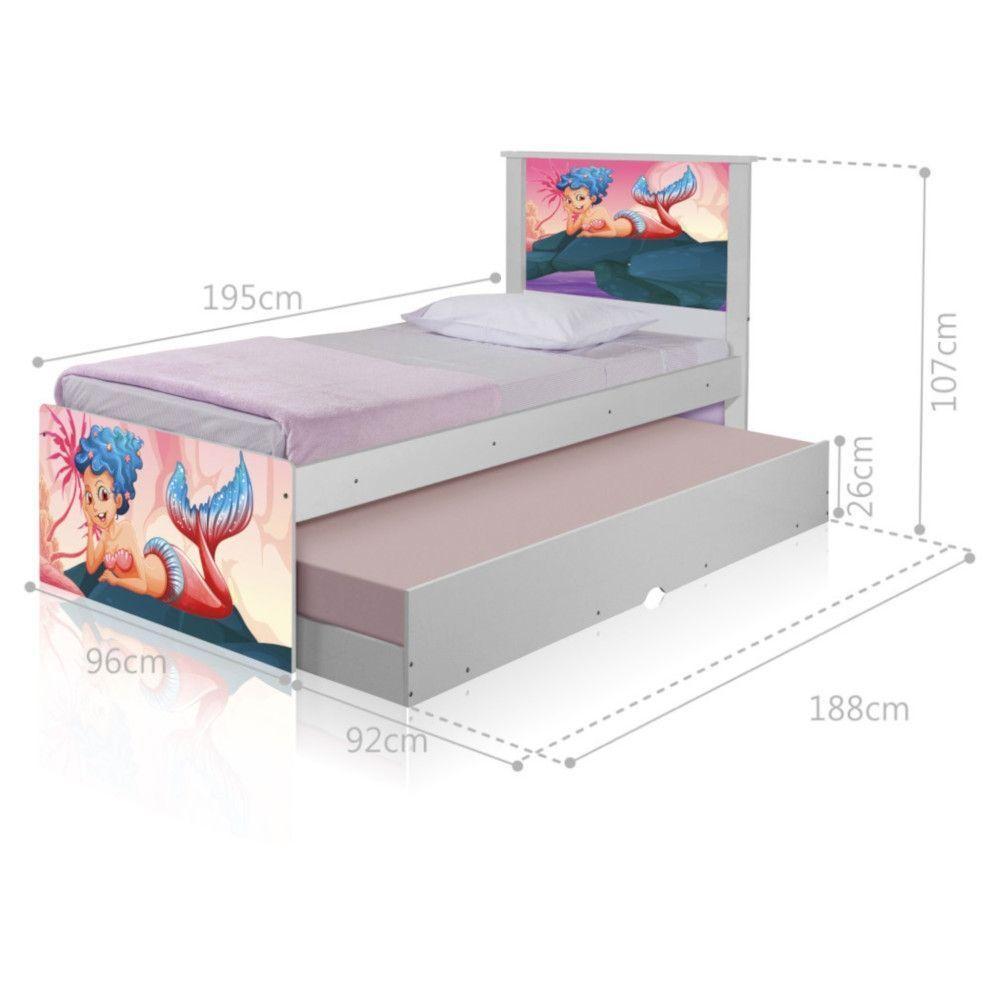 Bicama Juvenil Adesivada Sereia Nas Pedras Com Colchões - 4