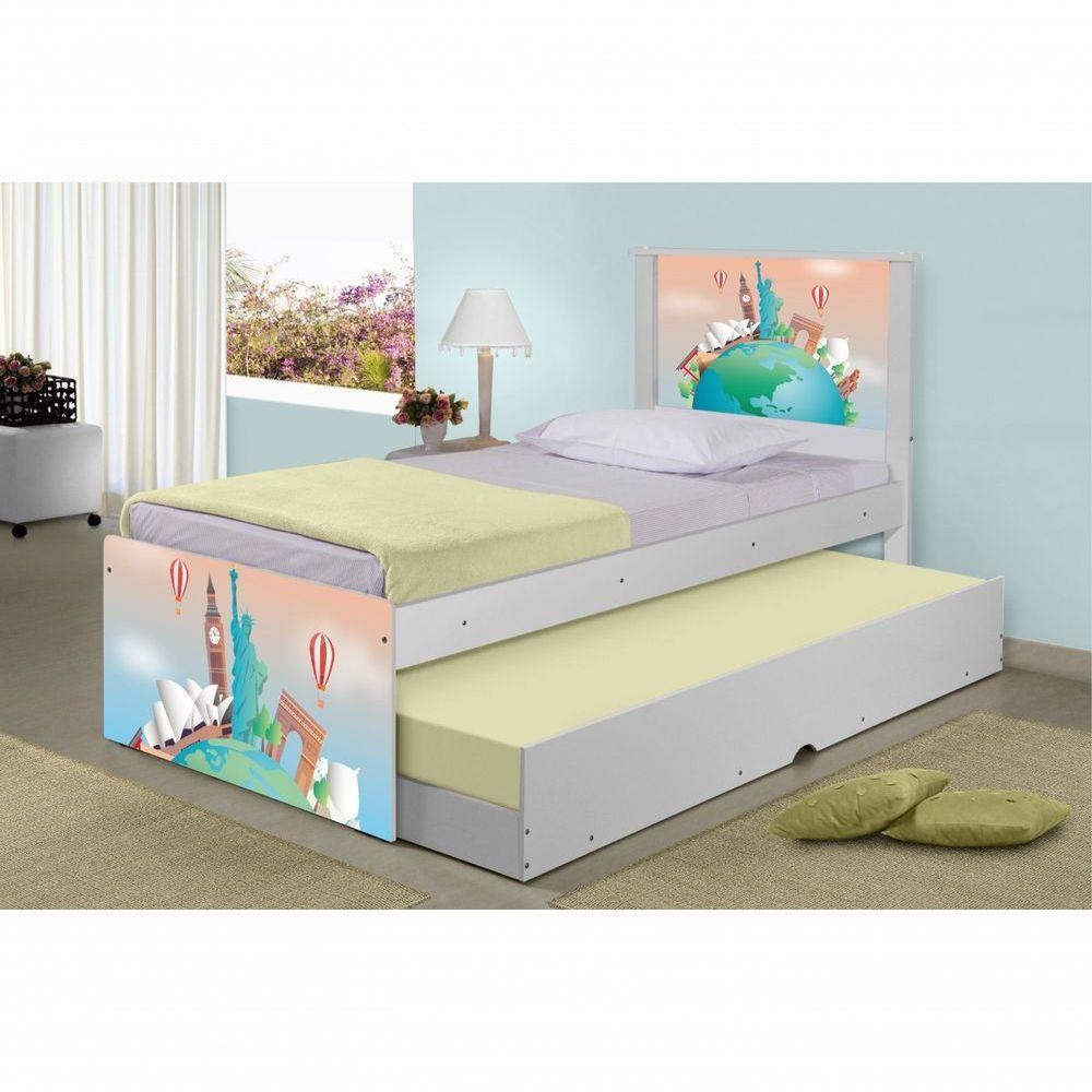 Bicama Juvenil Adesivada Volta Ao Mundo Com Colchões - 1