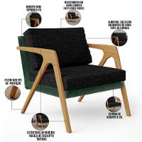 Kit 02 Poltronas Sala L02 Facto Verde Musgo Linho Chumbo - 6