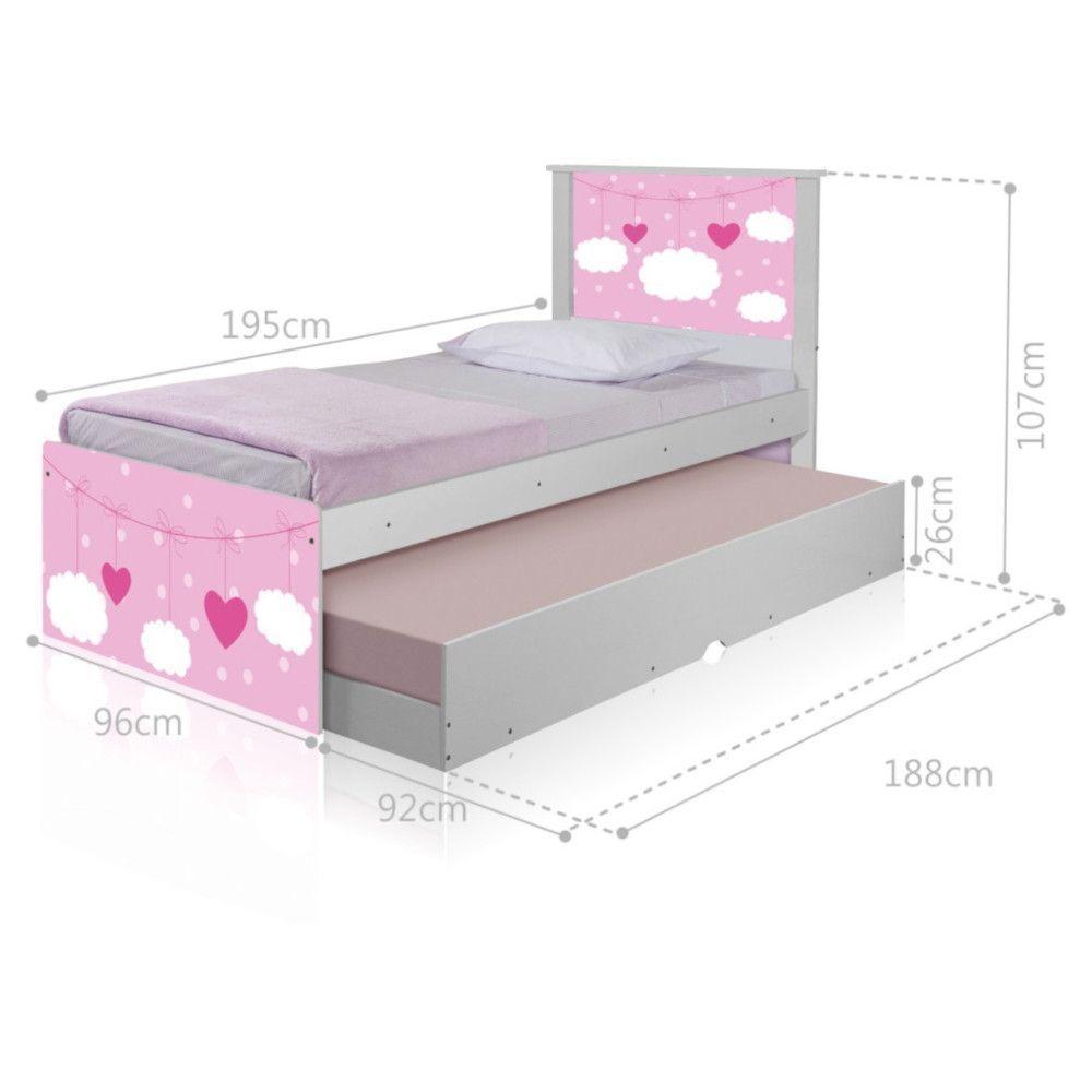 Bicama Juvenil Adesivada Nuvens Meninas Com Colchões - 4