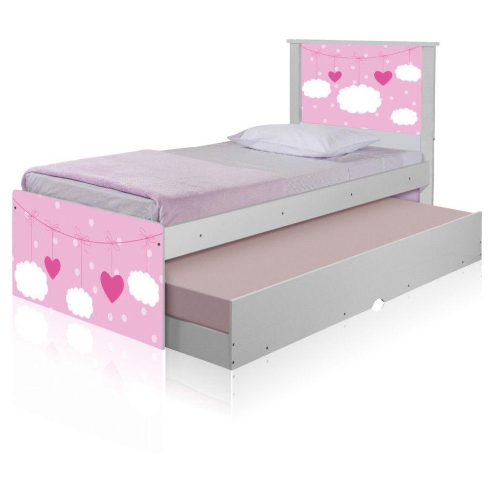 Bicama Juvenil Adesivada Nuvens Meninas Com Colchões - 5