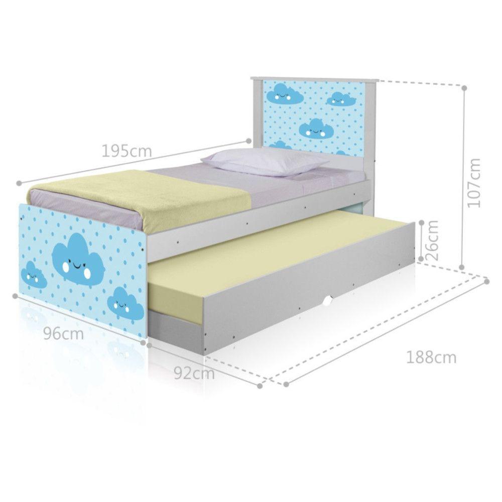 Bicama Juvenil Adesivada Nuvem Menino Com Colchões - 4