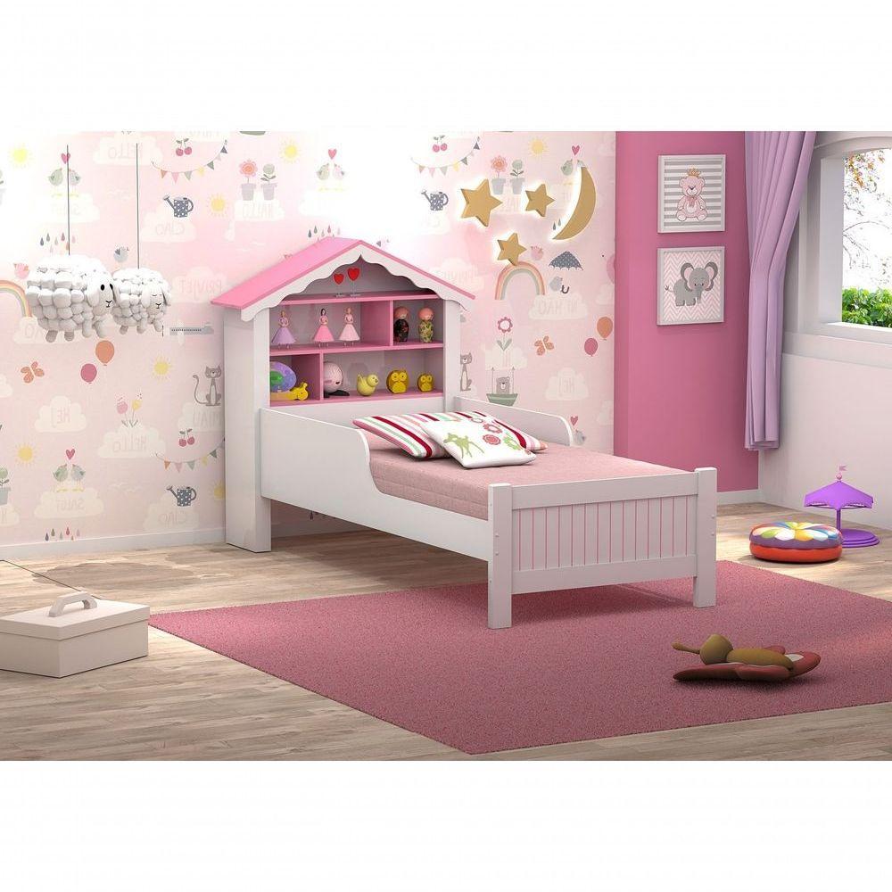 Cama Casa Menina Rosa Solteiro Com Colchão - 2