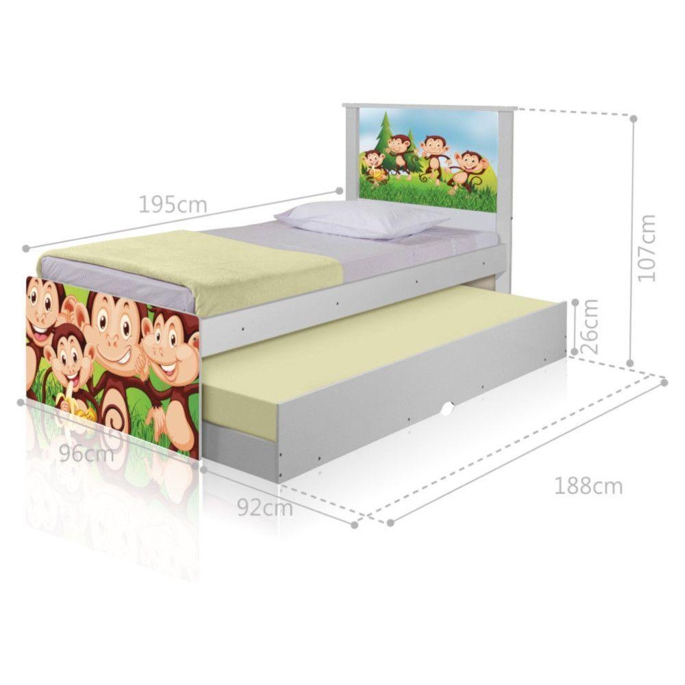 Bicama Juvenil Adesivada Safari Macaquinhos Com Colchões - 4