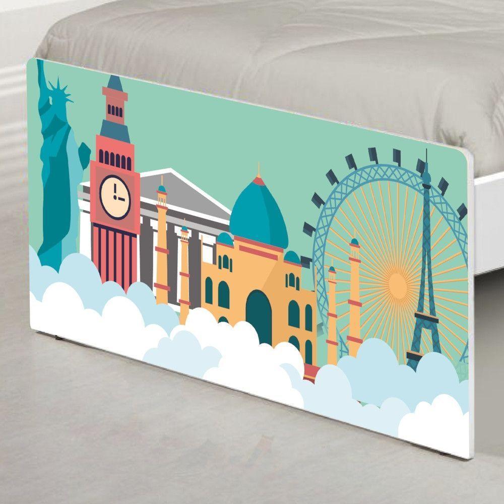 Cama Solteiro Adesivada Mundo Viagens - 2