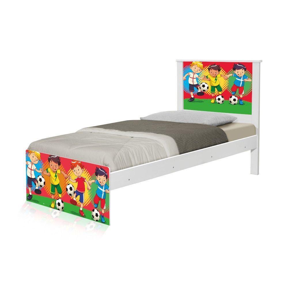 Cama Solteiro Adesivada Futebol Meninos Com Colchão - 5