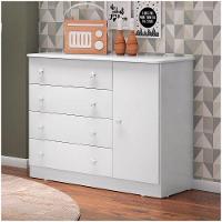 Quarto De Bebê Cômoda 2561 E Berço 1344 Doce Sonho Com Colchão Branco - Qmovi - 5