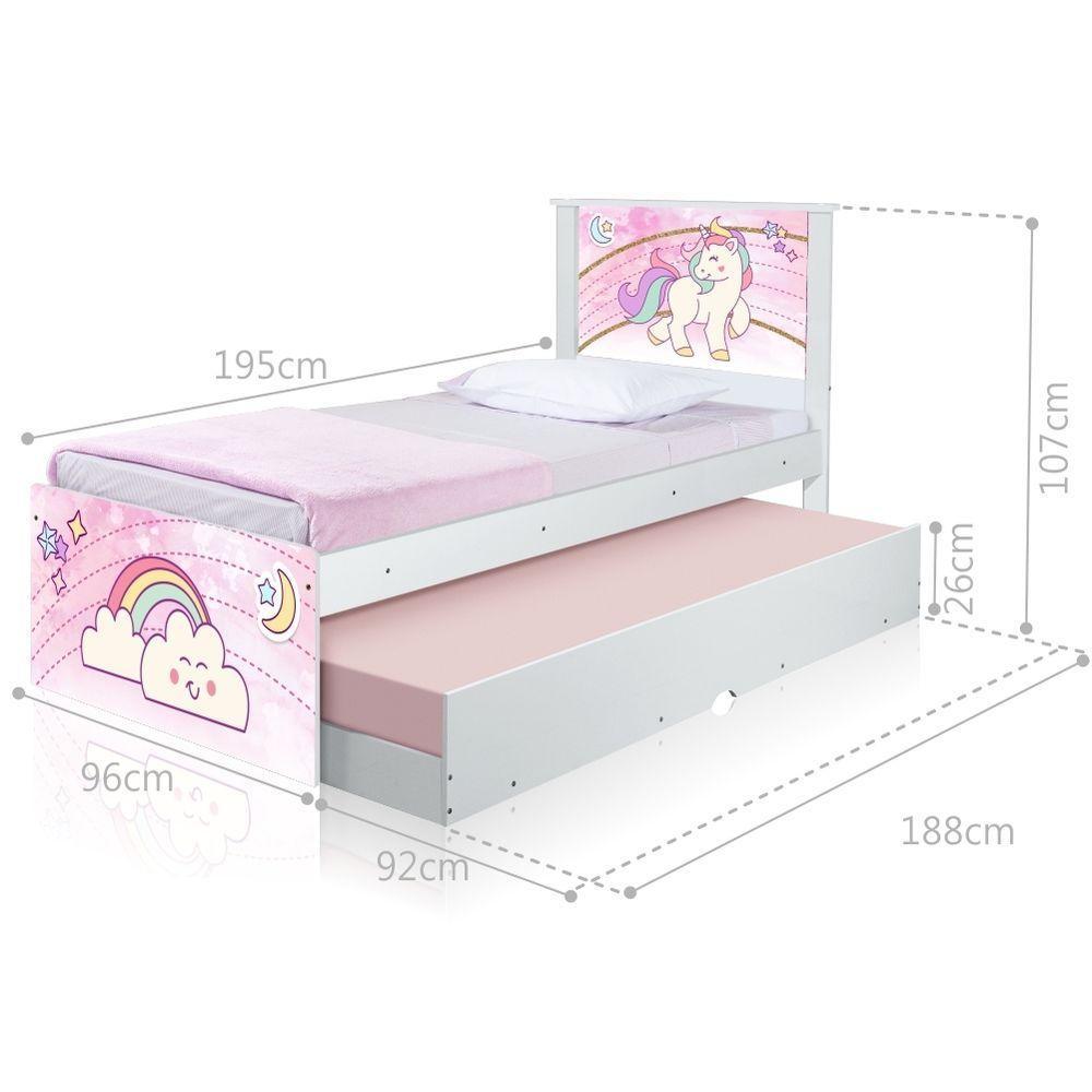 Bicama Juvenil Adesivada Unicórnio Com Colchões - 4