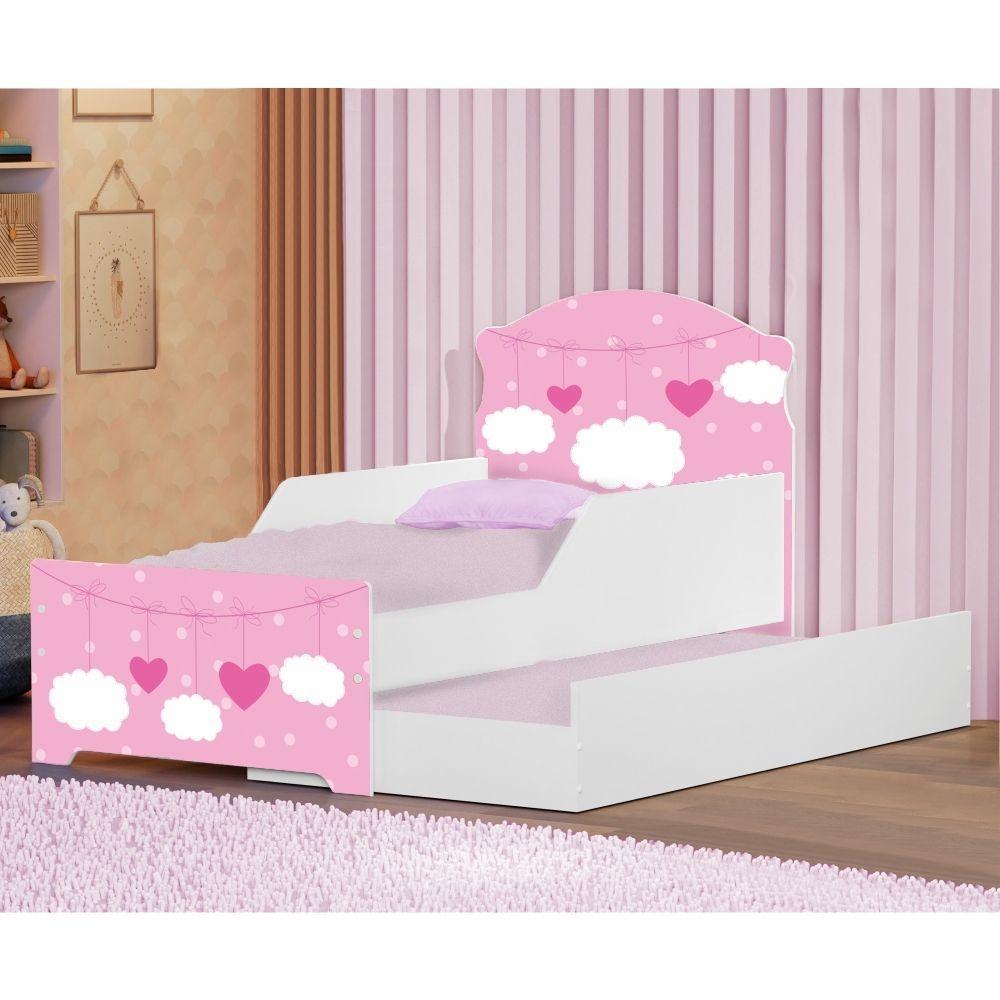 Mini Cama Infantil Com Auxiliar Rosa Com Colchões - 4