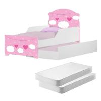Mini Cama Infantil Com Auxiliar Rosa Com Colchões - 1