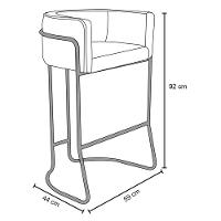 Kit 3 Banquetas Decorativas Base Aço Preto Betina C-107 Linho Bege - Domi - 3