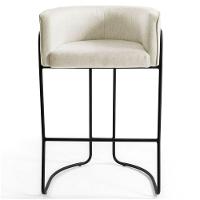 Kit 3 Banquetas Decorativas Base Aço Preto Betina C-107 Linho Bege - Domi - 5