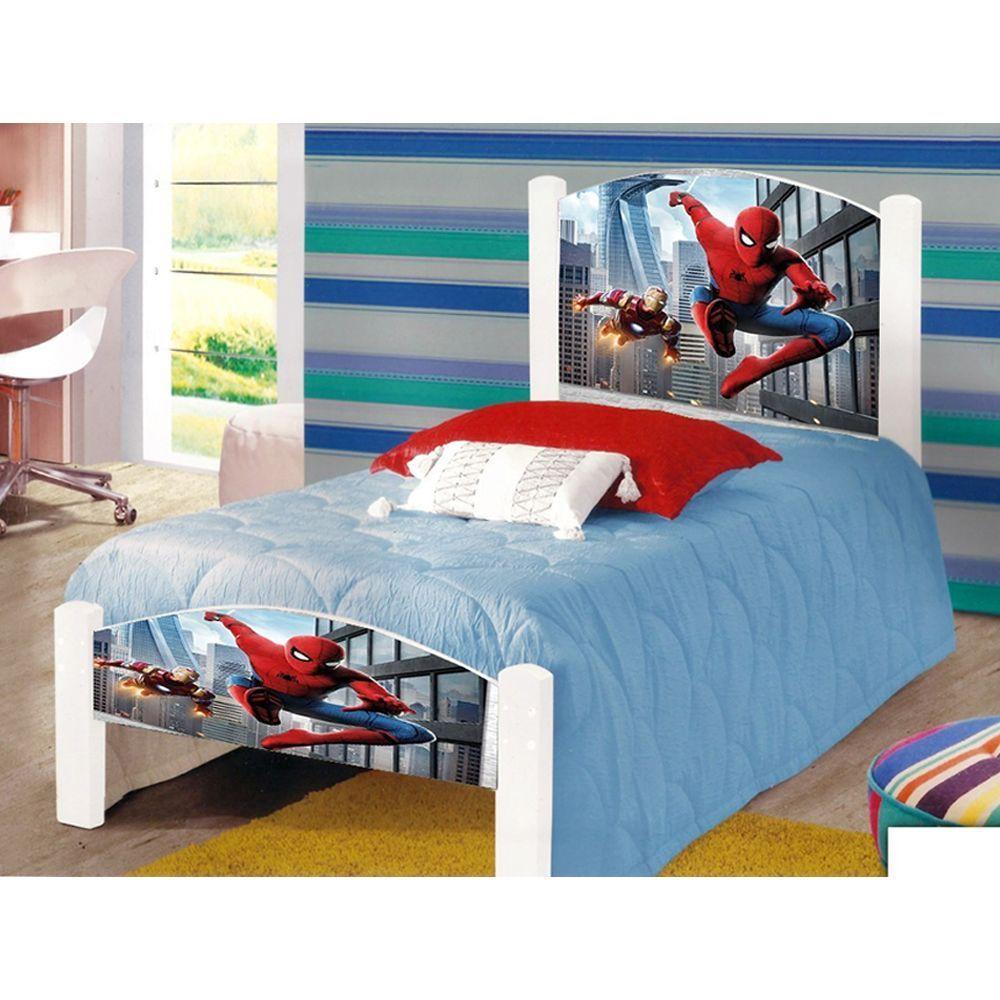 Cama Solteiro Infantil Spider Colchão Branco - 1