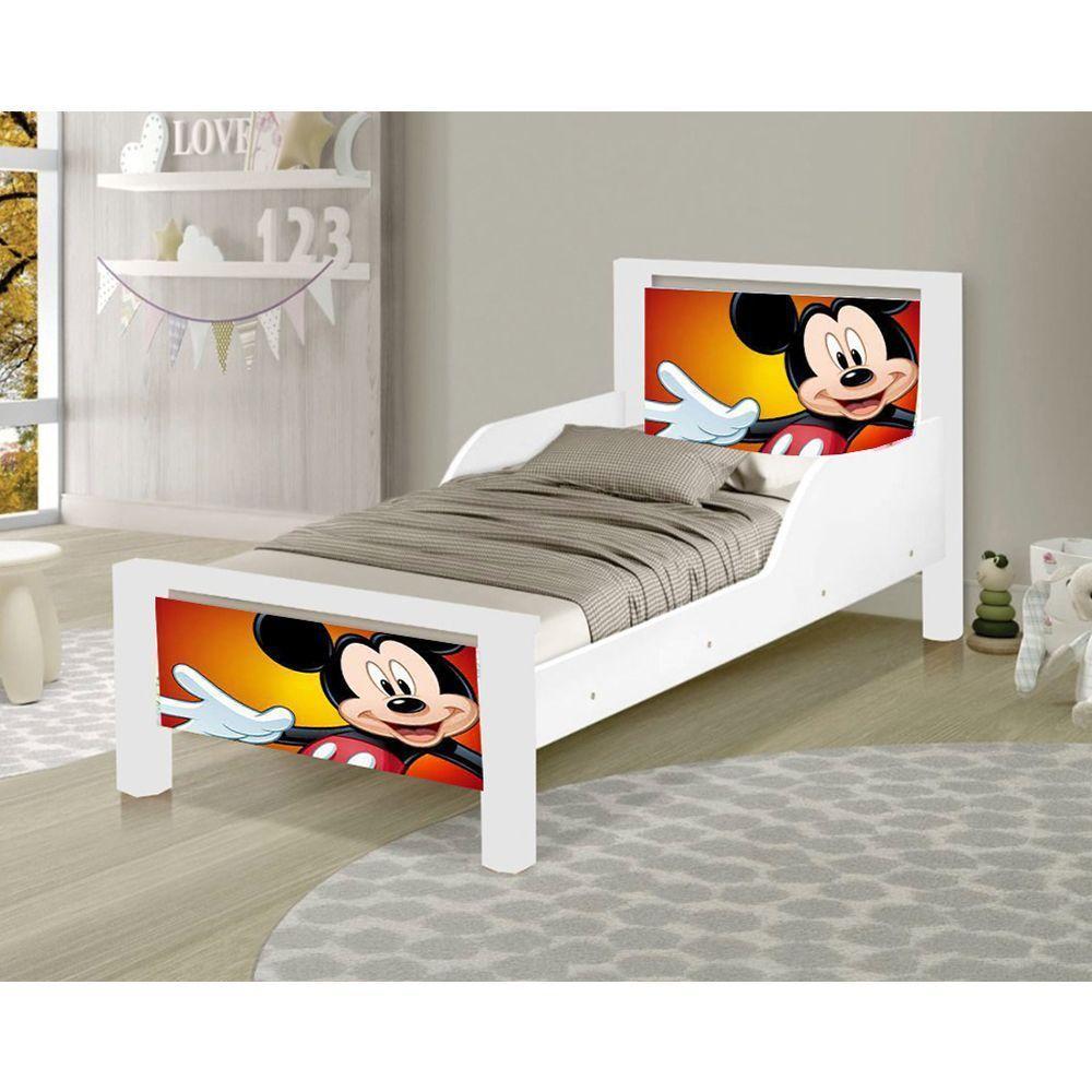 Mini Cama Infantil Mickey Adesivada Com Colchão Branco - 1