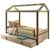 Cama Montessori Cabana Com Fio De Luz E Auxiliar Branco Mel - 4