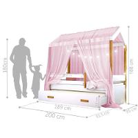 Cama Montessori Com Auxiliar Cordão Led E Dossel Rosa - 5