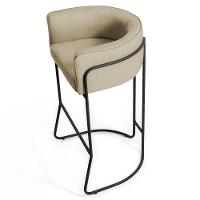 Kit 2 Banquetas Base Aço Preto Betina C-129 Linho Bege Areia - Domi - 5