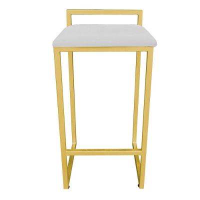 Banqueta Alta Lavínia Suede Cinza Base Dourado